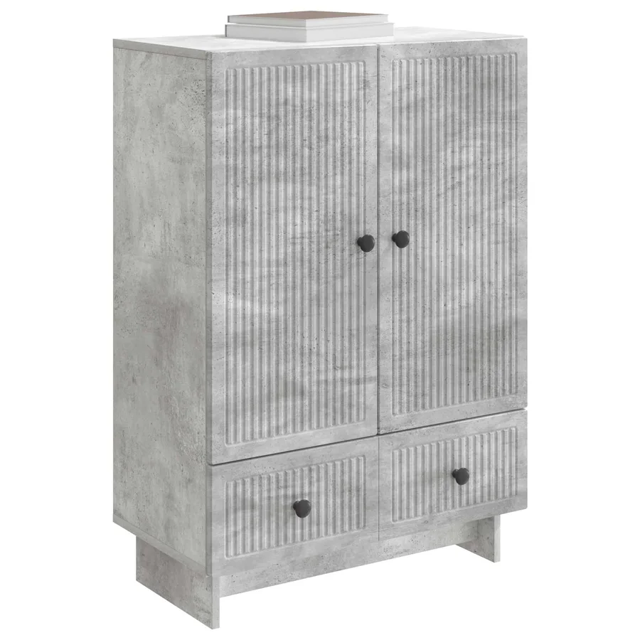 Buffet Gris Béton 66 x 34,5 x 95 cm Bois d’ingénierie - 3