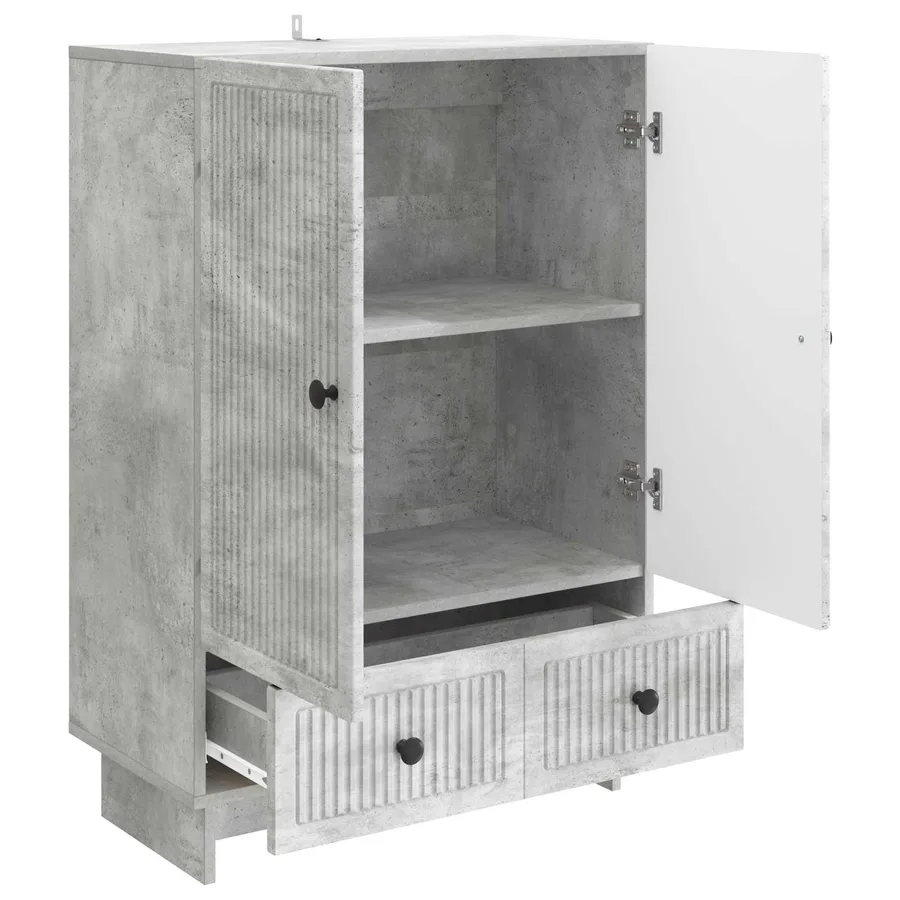Buffet Gris Béton 66 x 34,5 x 95 cm Bois d’ingénierie - 5