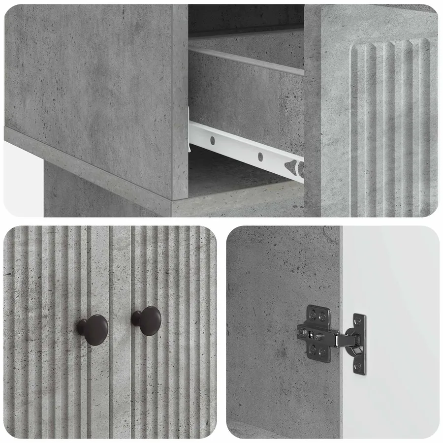 Buffet Gris Béton 66 x 34,5 x 95 cm Bois d’ingénierie - 9