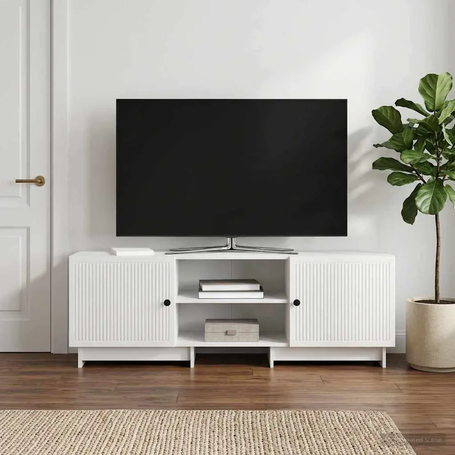 Meuble TV Blanc Brillant 150 x 31 x 50 cm Bois d’ingénierie