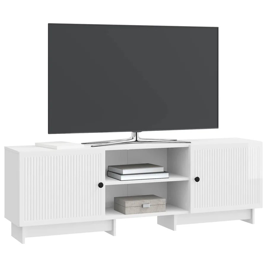 Meuble TV Blanc Brillant 150 x 31 x 50 cm Bois d’ingénierie - 3