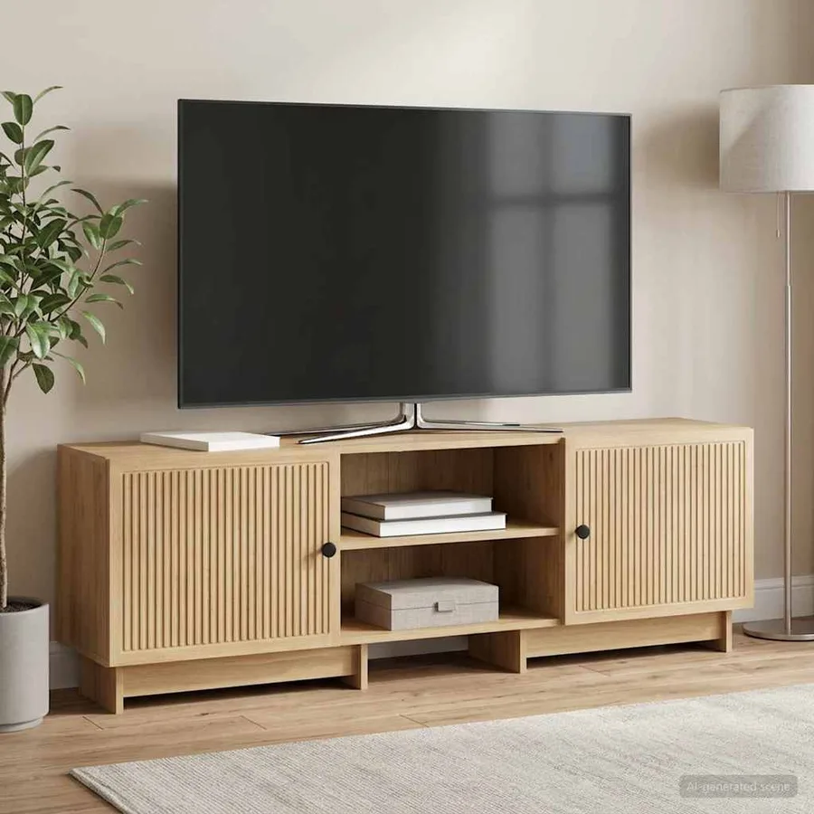 Meuble TV Blanc Brillant 150 x 31 x 50 cm Bois d’ingénierie - 4