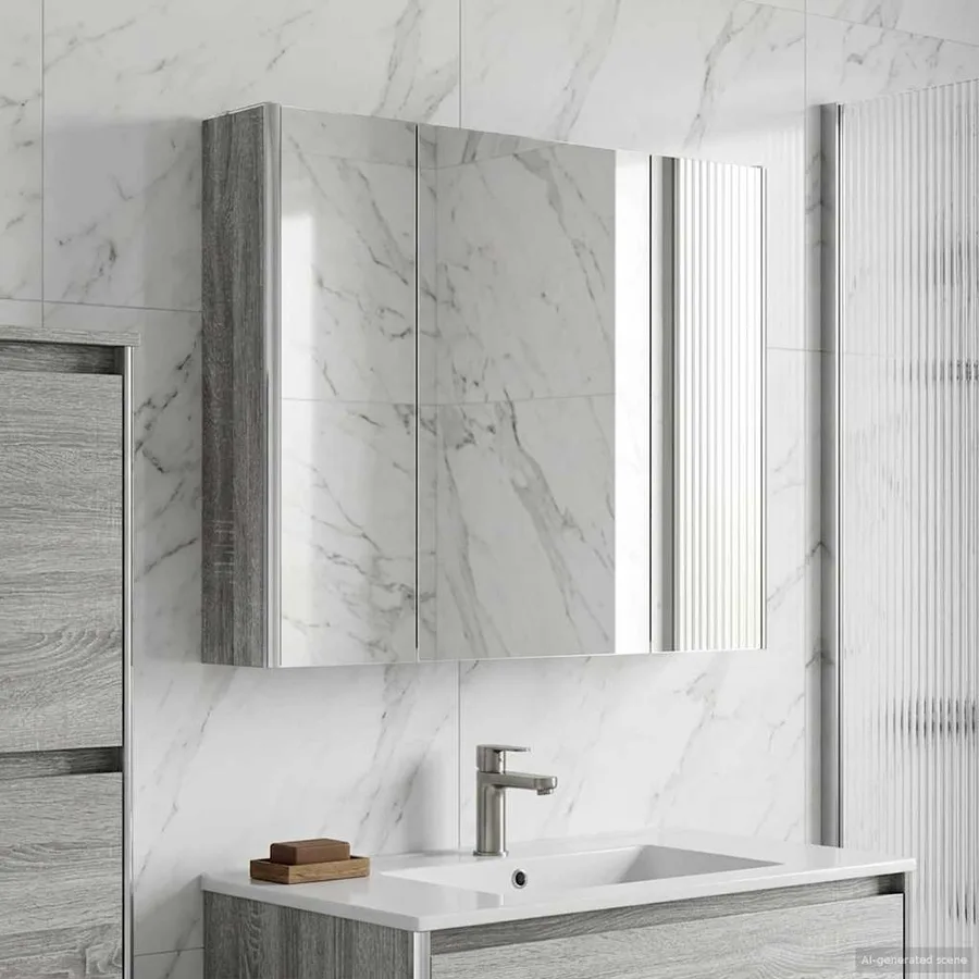 Armoire Miroir de Salle de Bain Gris Sonoma 83,5 x 15,5 x 70 cm - 4