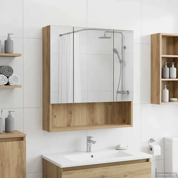 Armoire Miroir de Salle de Bain Chêne artisan 60 x 14.5 x 70 cm