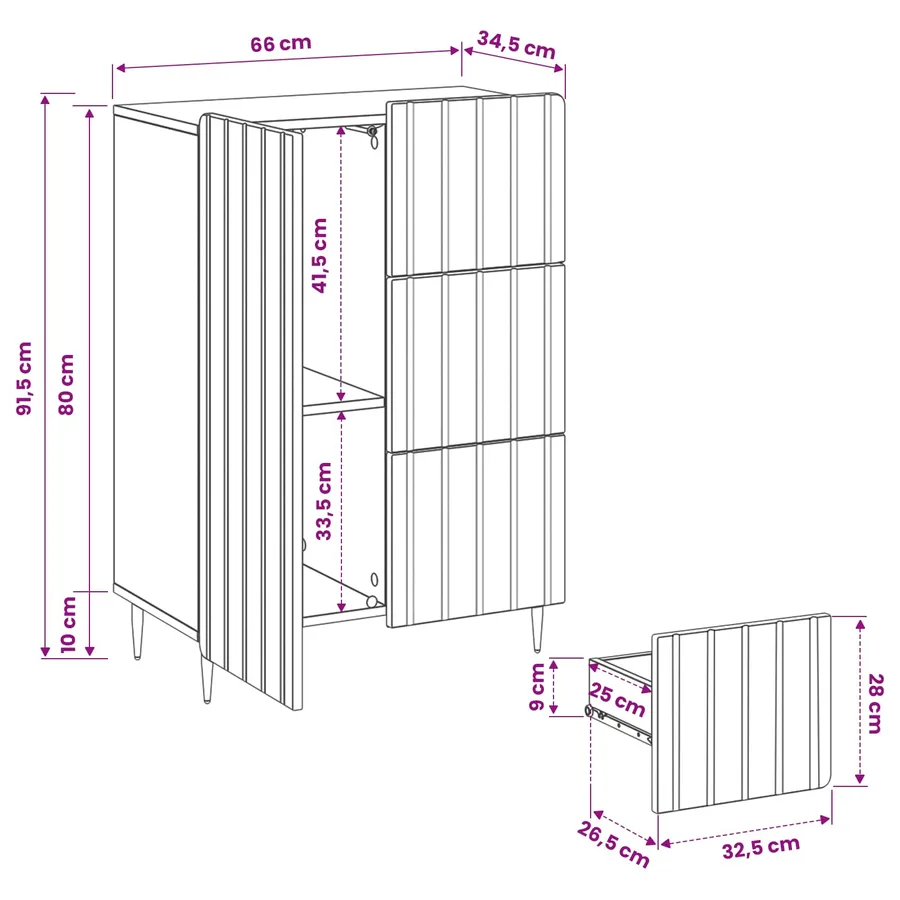 Buffet Blanc 66 x 34,5 x 91,5 cm Bois d'ingénierie - 11
