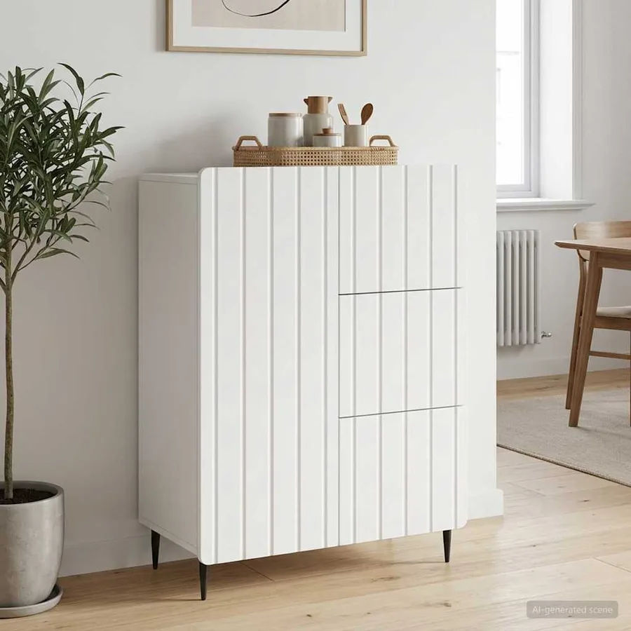 Buffet Blanc 66 x 34,5 x 91,5 cm Bois d'ingénierie - 4