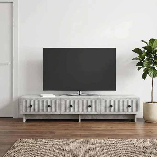 Meuble TV Gris béton 147 x 34,5 x 30 cm Bois d'ingénierie