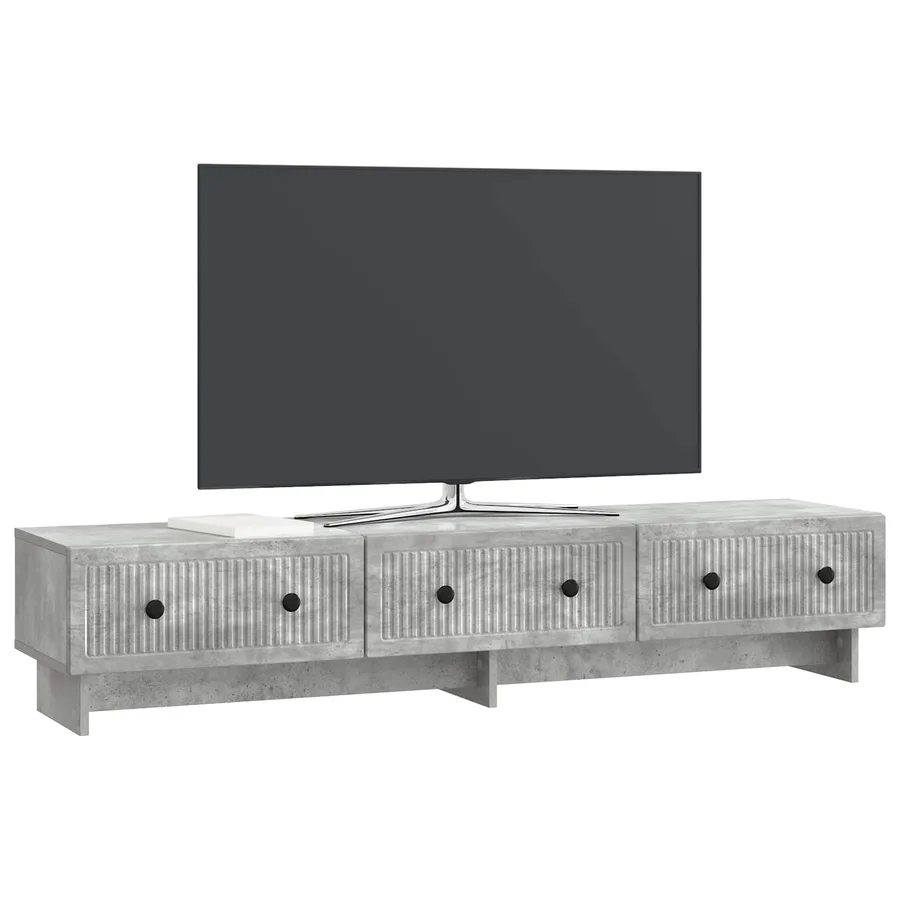 Meuble TV Gris béton 147 x 34,5 x 30 cm Bois d'ingénierie - 3