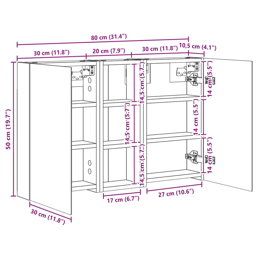 Ensemble de Meubles de Salle de Bain 3 pcs 80 x 10,5 x 50 cm - 12
