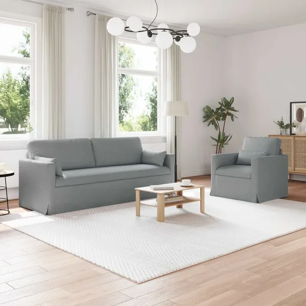 Ensemble de Canapés 2 pcs Gris clair 198 x 78 x 80 cm tissu