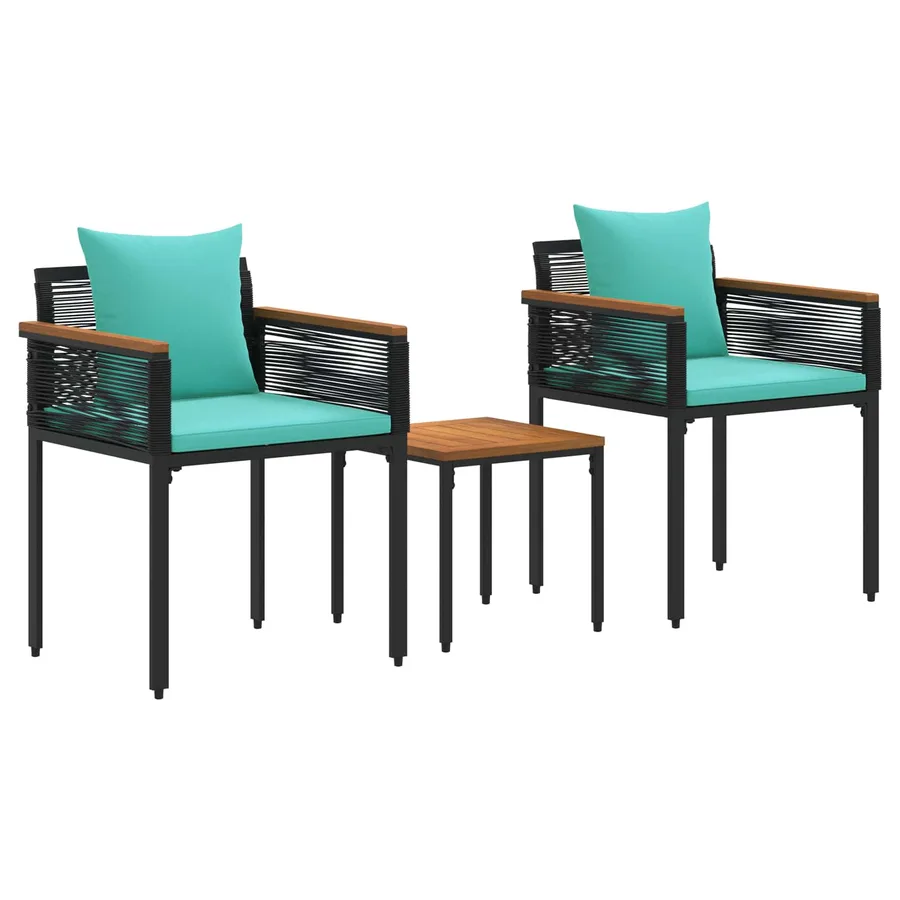 Ensemble de meubles d'extérieur Noir et turquoise polyrotin - 2