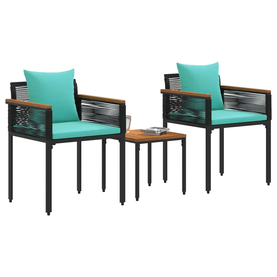 Ensemble de meubles d'extérieur Noir et turquoise polyrotin - 3