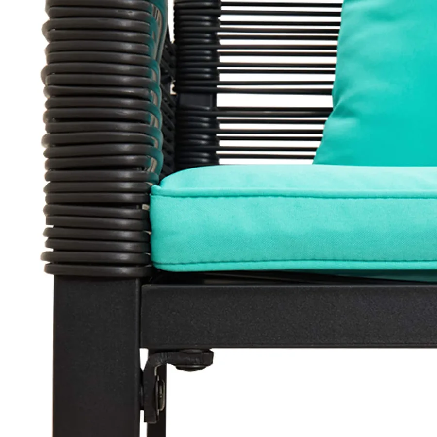 Ensemble de meubles d'extérieur Noir et turquoise polyrotin - 8
