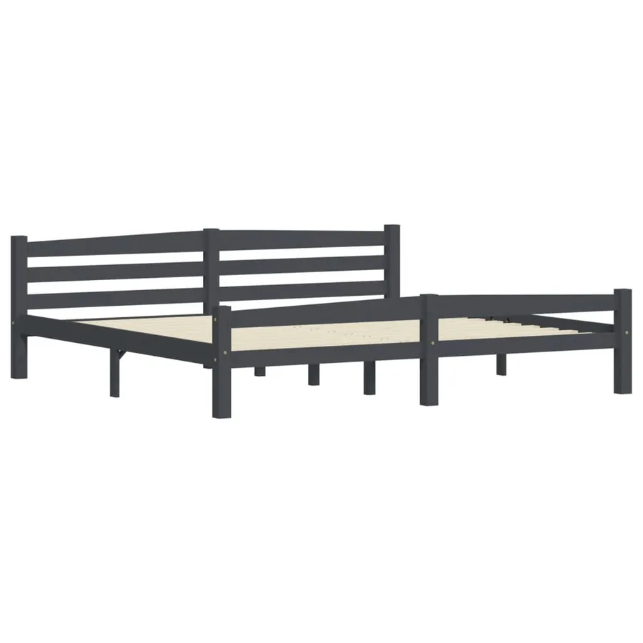 Cadre de lit sans matelas gris foncé pin massif 200x200 cm - 3