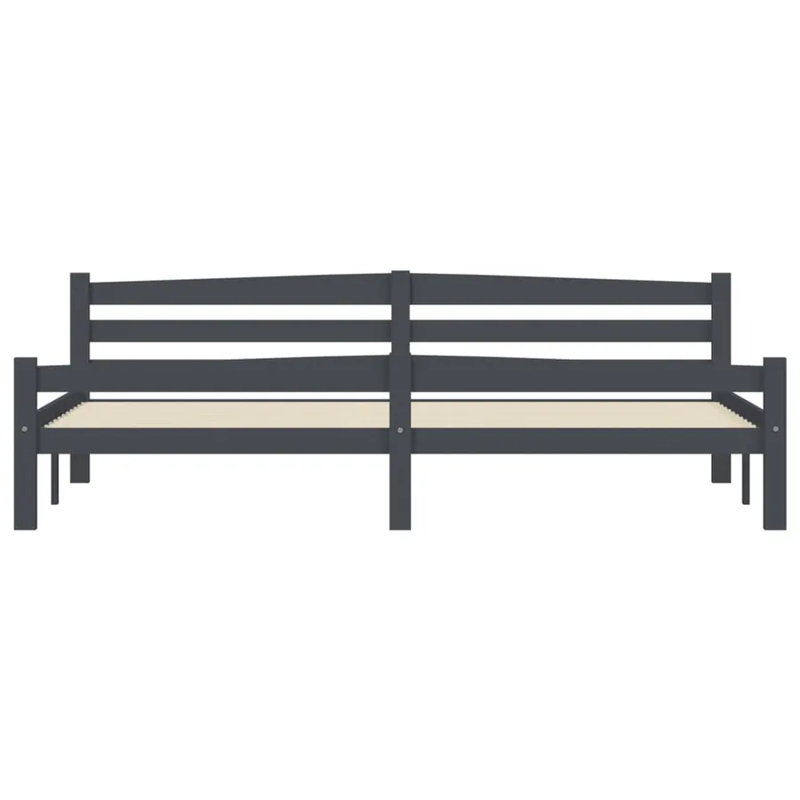 Cadre de lit sans matelas gris foncé pin massif 200x200 cm - 4