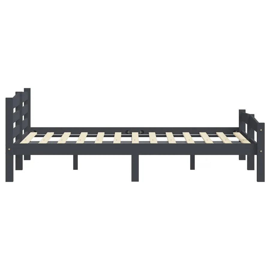 Cadre de lit sans matelas gris foncé pin massif 200x200 cm - 5
