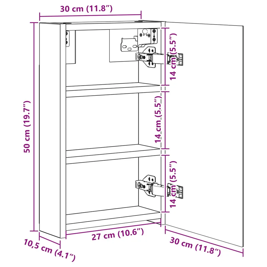 Armoire Miroir de Salle de Bain Chêne noir 30 x 10,5 x 50 cm - 11