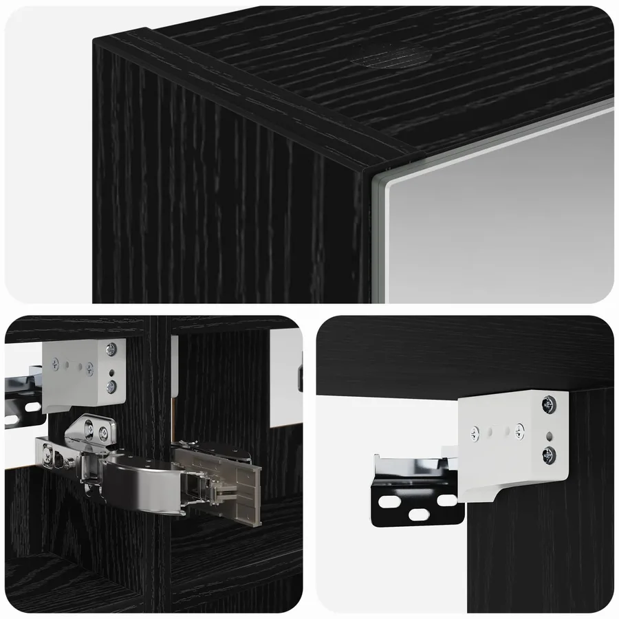 Armoire Miroir de Salle de Bain Chêne noir 30 x 10,5 x 50 cm - 9