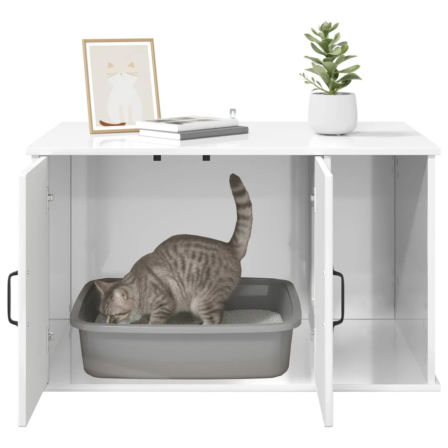 Maison pour chat Blanc Brillant 85 x 55 x 50 cm - 10