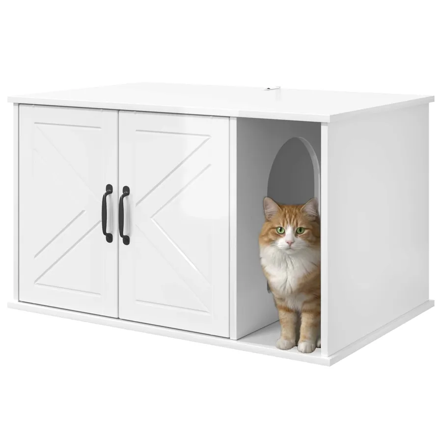 Maison pour chat Blanc Brillant 85 x 55 x 50 cm - 3