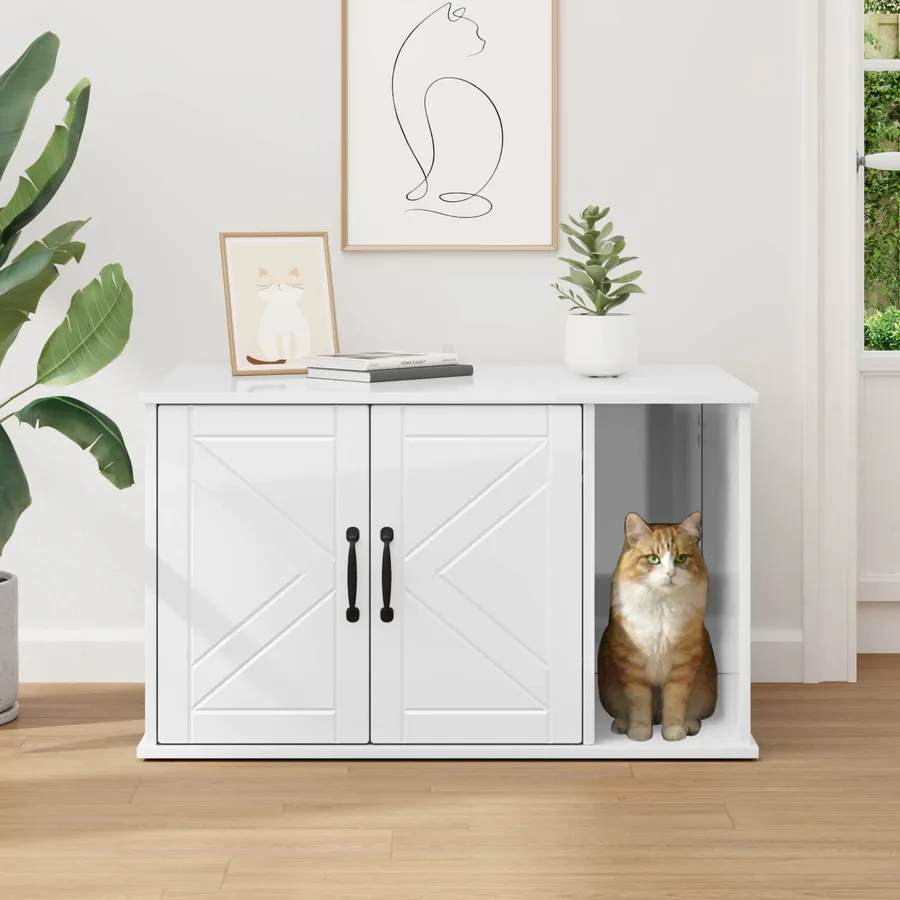 Maison pour chat Blanc Brillant 85 x 55 x 50 cm - 4