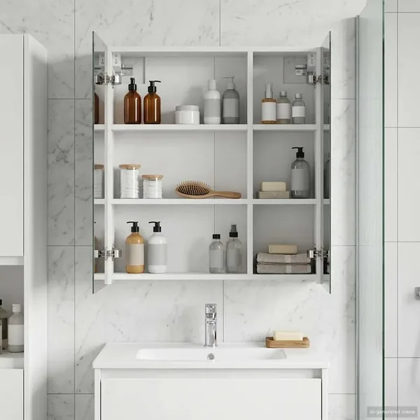 Armoire Miroir de Salle de Bain Blanc 60 x 14,5 x 70 cm