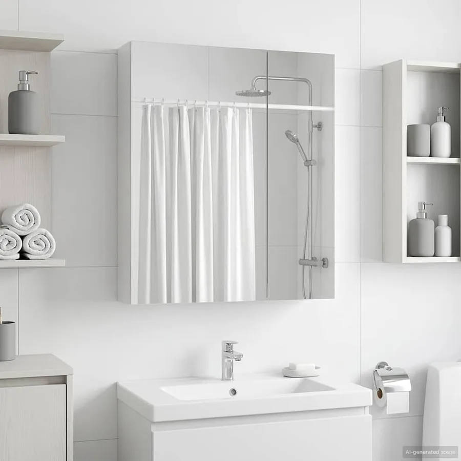 Armoire Miroir de Salle de Bain Blanc 60 x 14,5 x 70 cm - 4