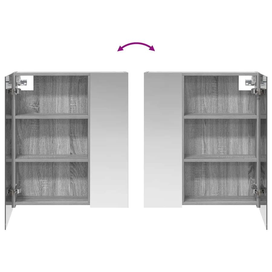 Armoire Miroir de Salle de Bain Gris Sonoma 60 x 14,5 x 70 cm - 10