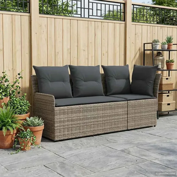 Sofa de jardin avec accoudoirs et sofa d'angle 2 Pièce Rotin PE