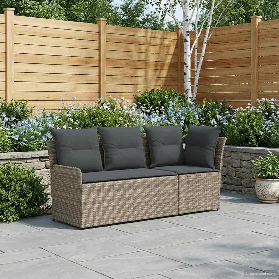 Sofa de jardin avec accoudoirs et sofa d'angle 2 Pièce Rotin PE - 3
