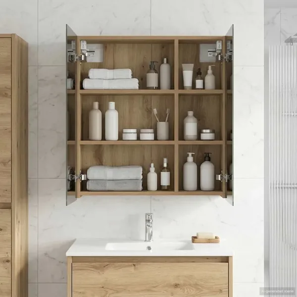 Armoire Miroir de Salle de Bain Chêne artisan 60 x 14,5 x 70 cm