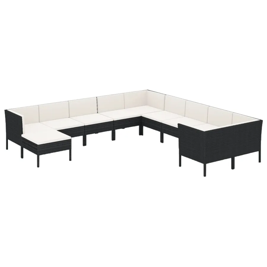 Salon de jardin 11 pcs avec coussins Résine tressée Noir - 2