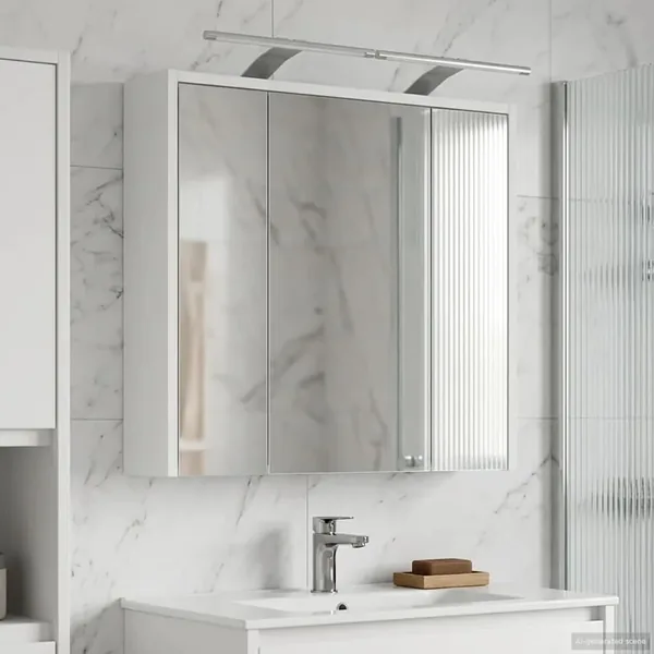 Armoire Miroir de Salle de Bain Blanc 63,5 x 16 x 62,5 cm