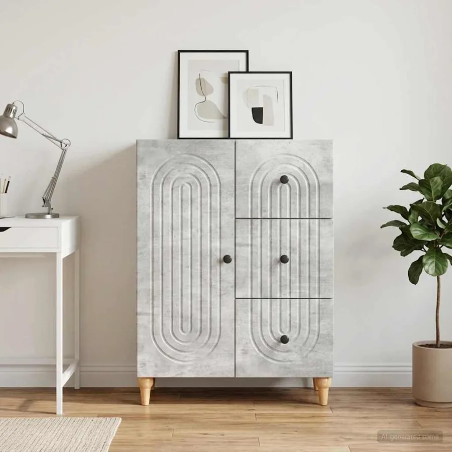 Buffet Gris béton 66 x 34,5 x 90 cm Bois d'ingénierie