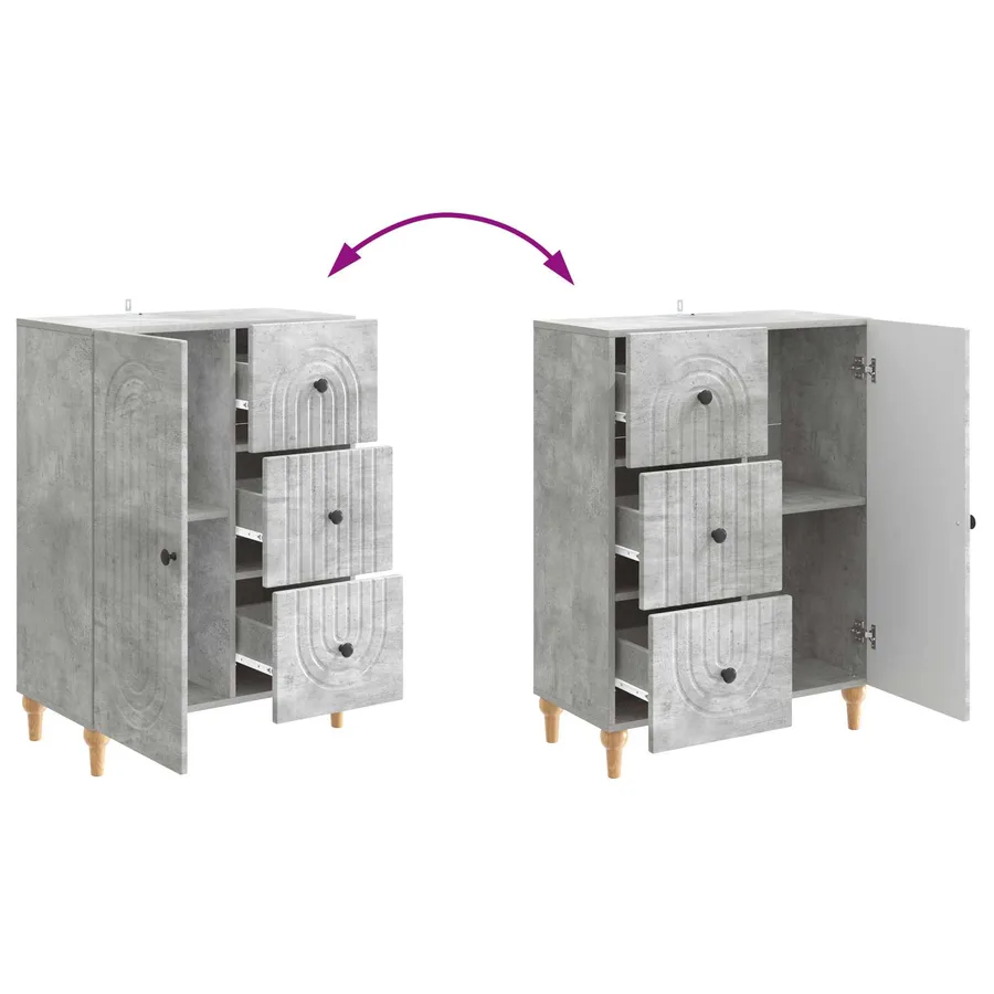 Buffet Gris béton 66 x 34,5 x 90 cm Bois d'ingénierie - 10