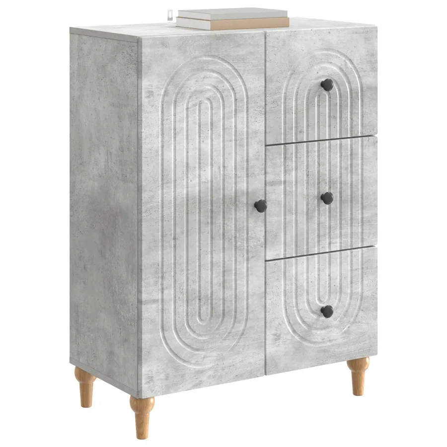 Buffet Gris béton 66 x 34,5 x 90 cm Bois d'ingénierie - 3