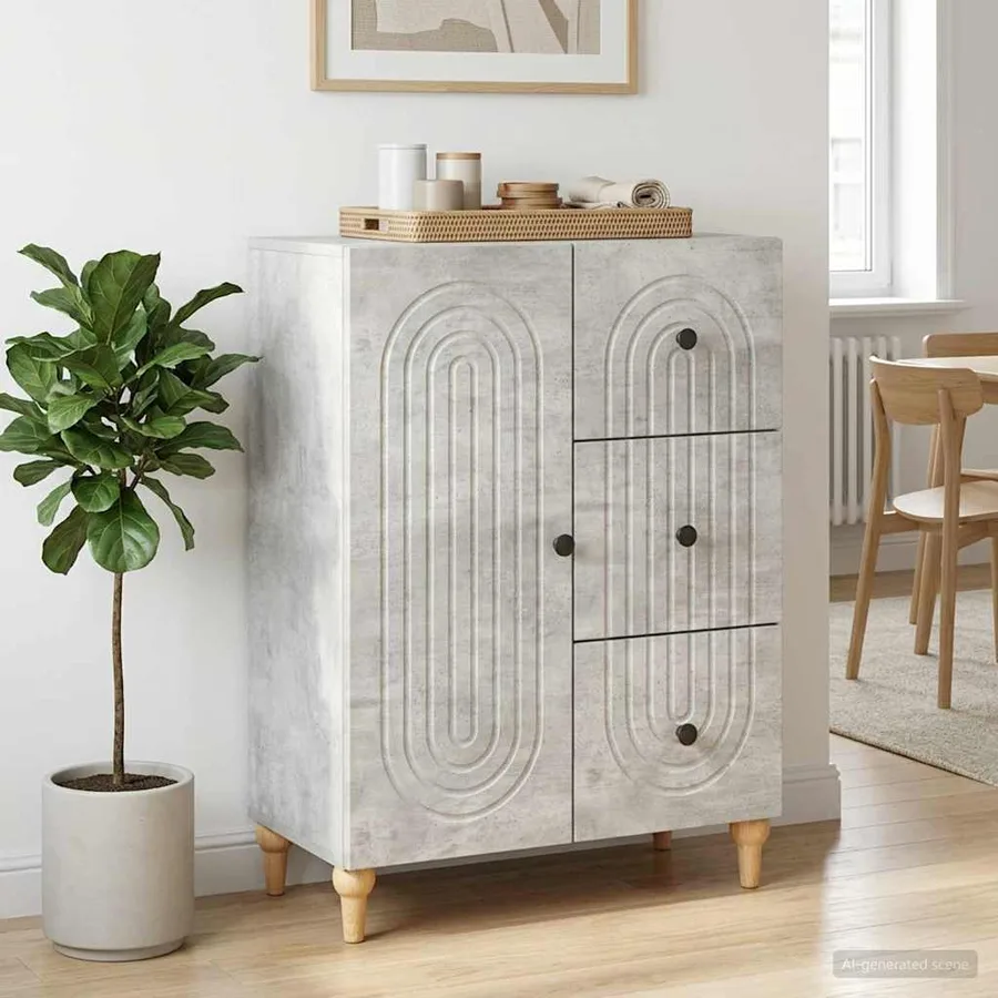 Buffet Gris béton 66 x 34,5 x 90 cm Bois d'ingénierie - 4