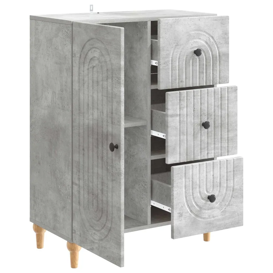 Buffet Gris béton 66 x 34,5 x 90 cm Bois d'ingénierie - 5