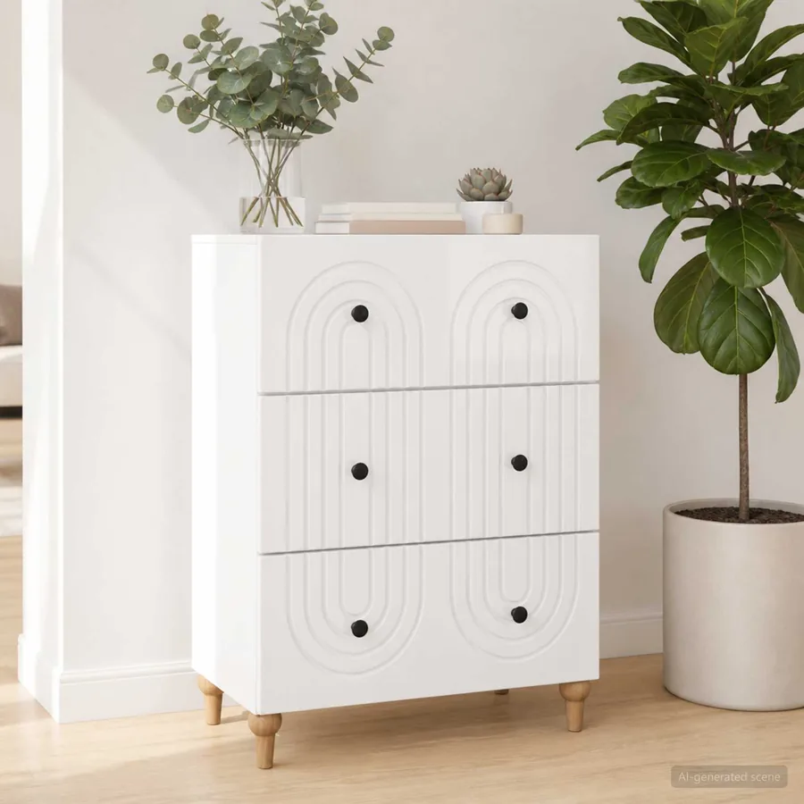 Armoire à tiroirs Blanc brillant 66 x 34,5 x 90 cm