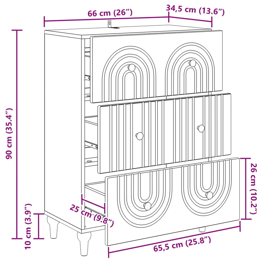 Armoire à tiroirs Blanc brillant 66 x 34,5 x 90 cm - 12