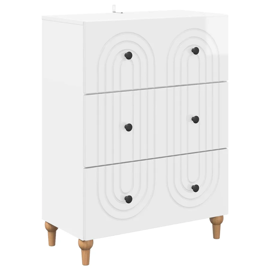 Armoire à tiroirs Blanc brillant 66 x 34,5 x 90 cm - 2