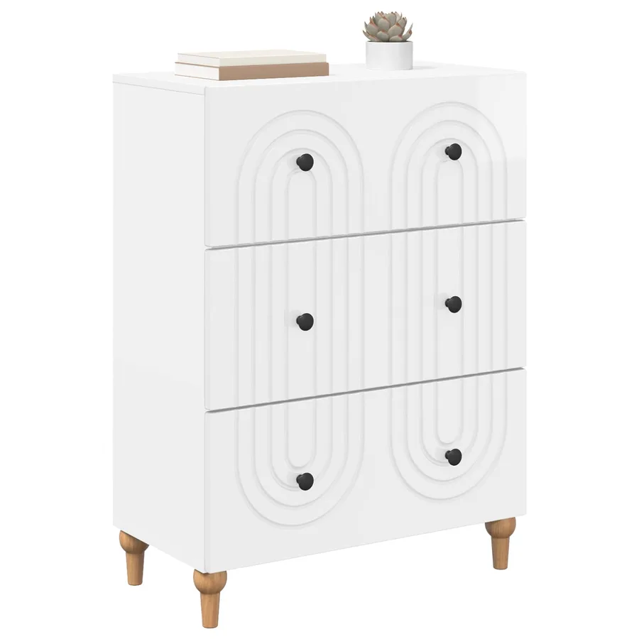 Armoire à tiroirs Blanc brillant 66 x 34,5 x 90 cm - 3