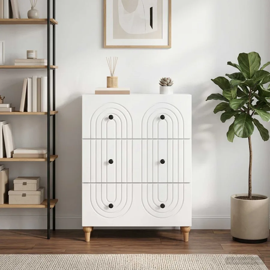 Armoire à tiroirs Blanc brillant 66 x 34,5 x 90 cm - 4