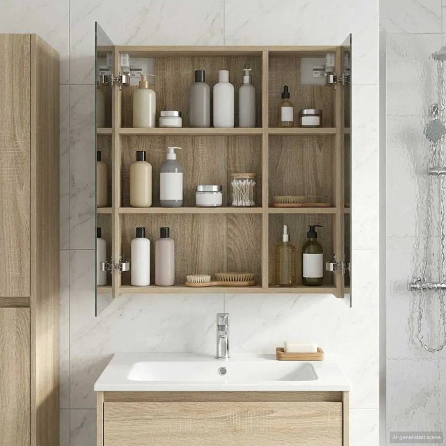 Armoire Miroir de Salle de Bain Chêne Sonoma 60 x 14,5 x 70 cm - 4