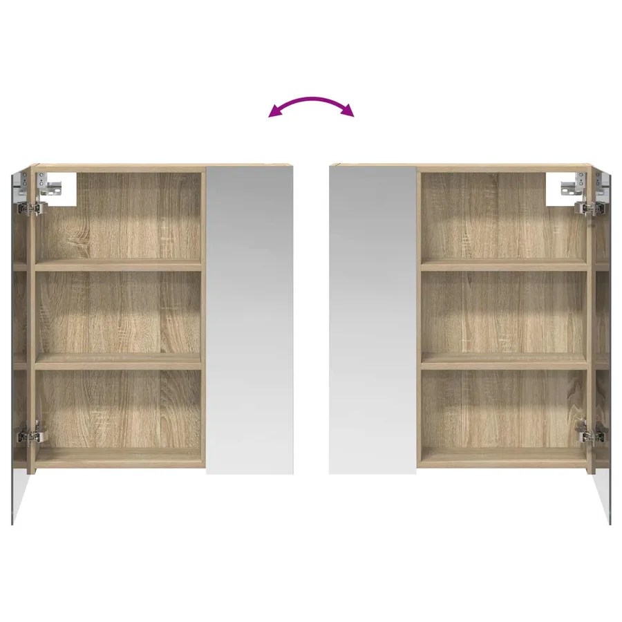 Armoire Miroir de Salle de Bain Chêne Sonoma 60 x 14,5 x 70 cm - 8