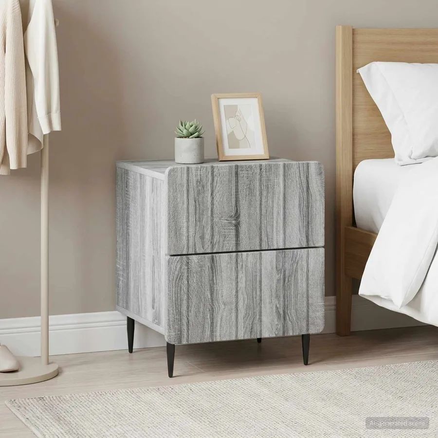 Cabinet de chevet 2 pcs Sonoma gris 43 x 34,5 x 49,5 cm - 4