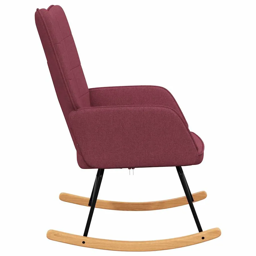 Chaise à bascule Rouge bordeaux Tissu - 4