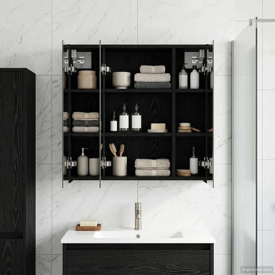 Armoire Miroir de Salle de Bain Chêne noir 63,5 x 16 x 62,5 cm