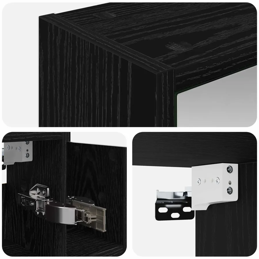 Armoire Miroir de Salle de Bain Chêne noir 63,5 x 16 x 62,5 cm - 9
