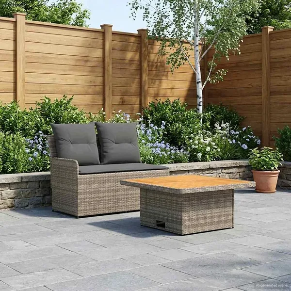 Canapé de jardin avec accoudoirs et table relevable 2 Pièce